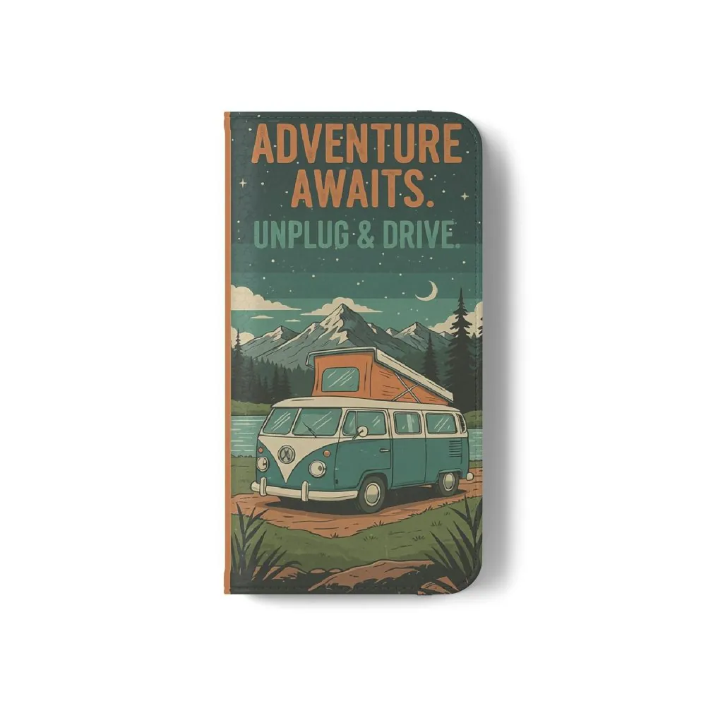 11770744144350205175_2048.jpeg Flip Phone Case — "Adventure Awaits Unplug & Drive" Wallet Case