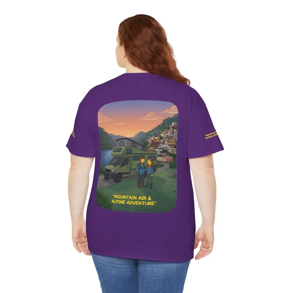 11779557487359206405_2048.jpeg Unisex Heavy Cotton Tee — "Mountain Air And Alpine Adventure" Design Sitcom-Line