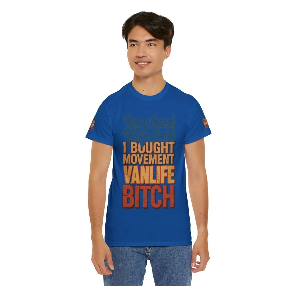 Unisex Heavy Cotton Tee — "Buy Land They Said" Design F**K-Line