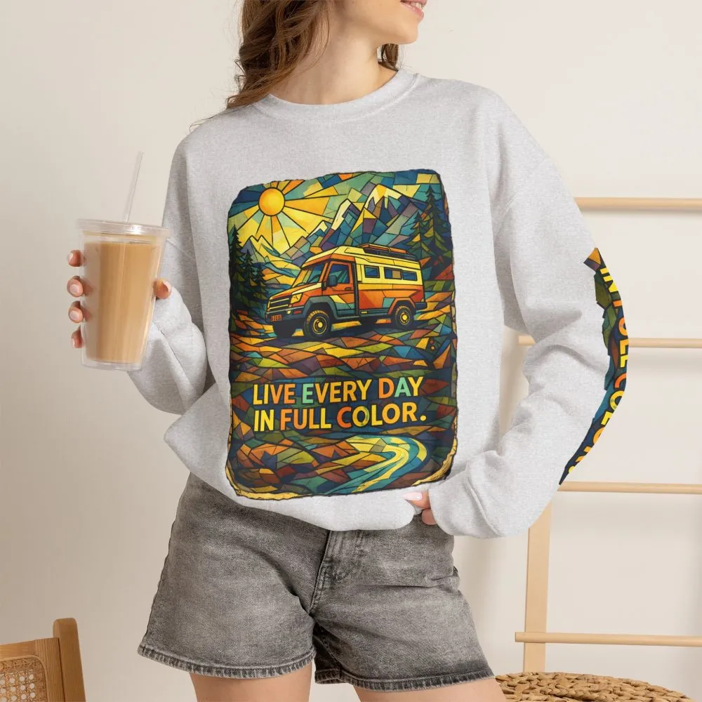 11784840066834091581_2048.jpeg Unisex Heavy Blend™ Crewneck Sweatshirt — "Live Every Day InFull Color" Design Cubic-Line