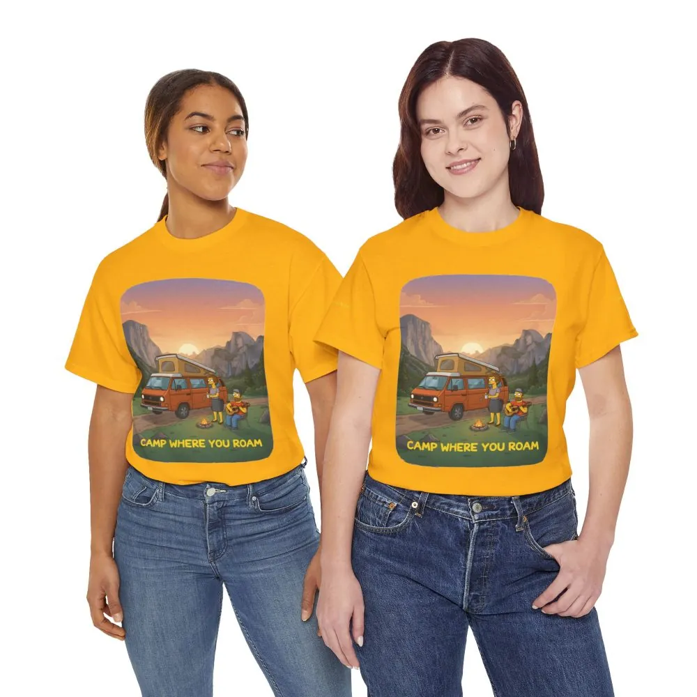 Unisex Heavy Cotton Tee — "Camp Where You Roam" Design Sitcom-Line