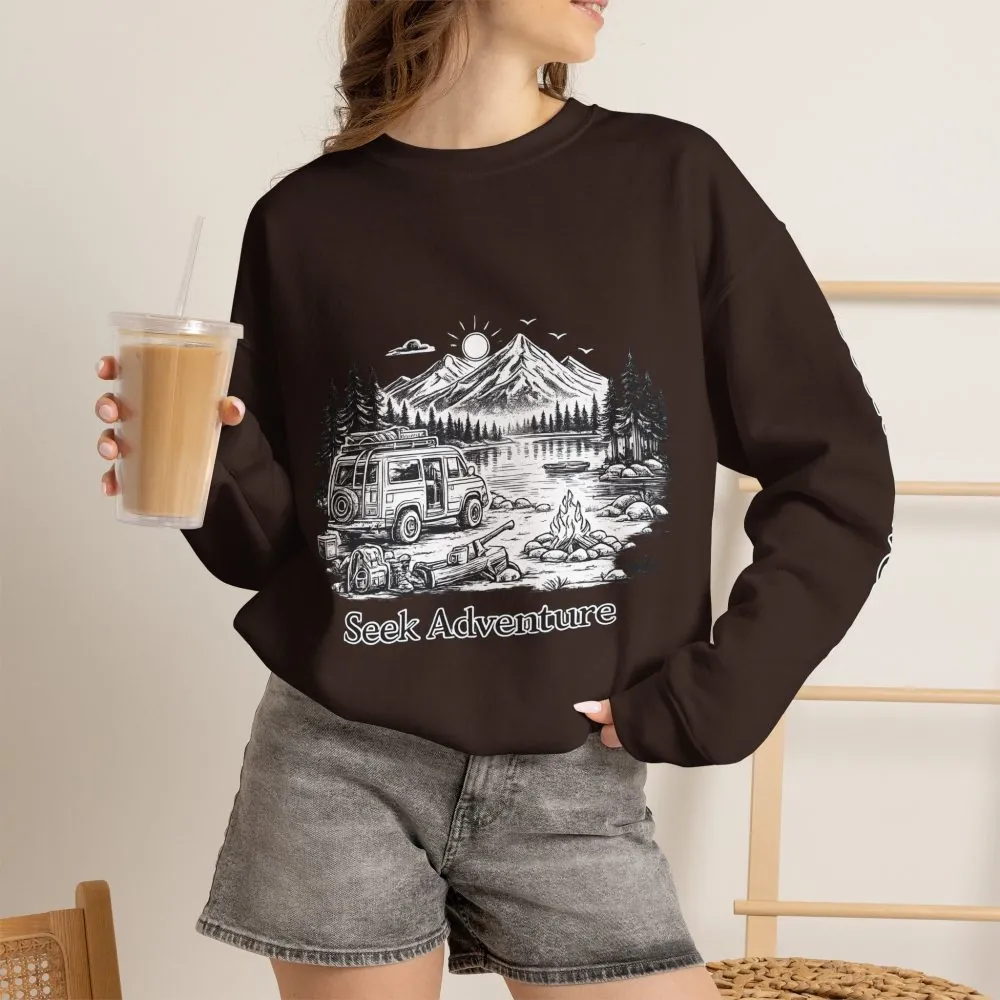 11787580147303805713_2048.jpeg Unisex Heavy Blend™ Crewneck Sweatshirt — "Seek Adventure" Design Minimal-Line