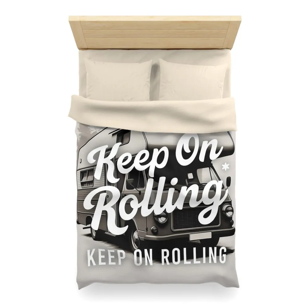 11796848914673754256_2048.jpeg Duvet Cover — "Keep On Rolling" Retro Motorhome Bedding