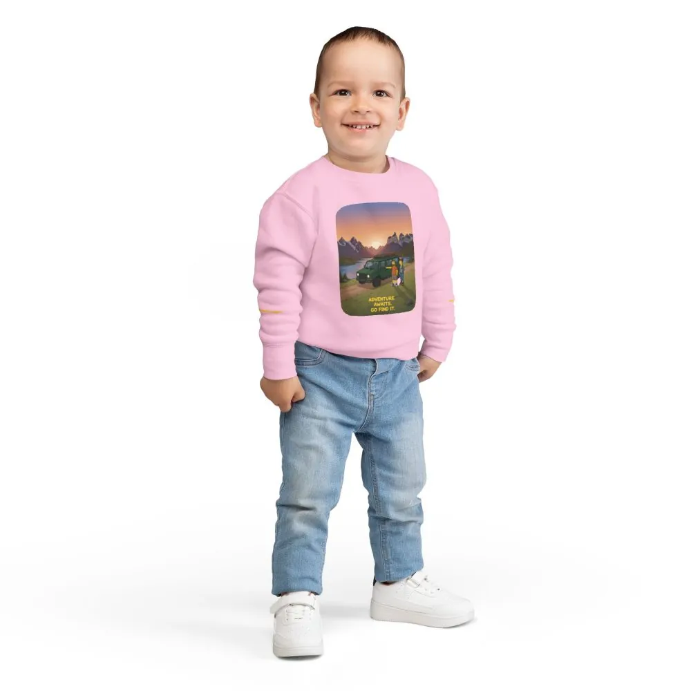 11798298652106288032_2048.jpeg Toddler Sweatshirt - "Adventure Awaits-Go Find It" (Design Sitcom-Line)