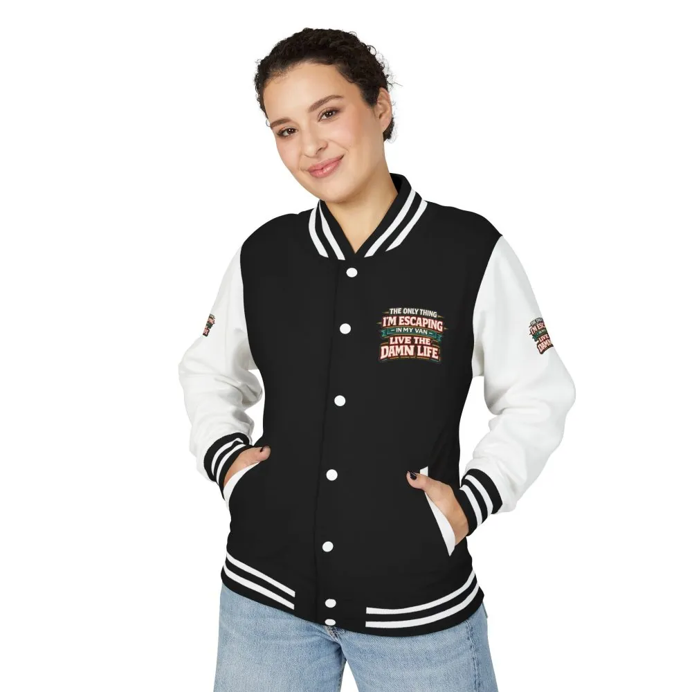 Unisex Heavyweight Letterman Jacket — "The Only Thing I´m Escaping" Design F**K-Line