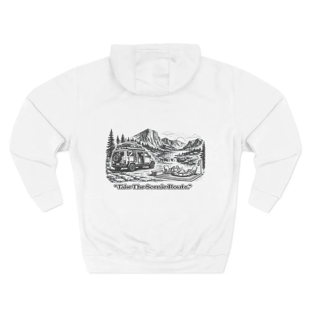 11804564158381531344_2048.jpeg Three-Panel Fleece Hoodie - "Take The Scenic Route" Design Minimal-Line