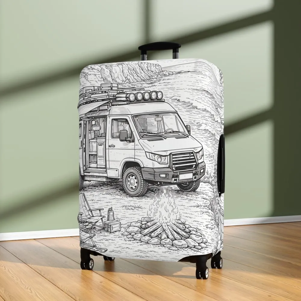 11809779155985950474_2048.jpeg Luggage Cover — Adventure Camper Sketch Travel Suitcase