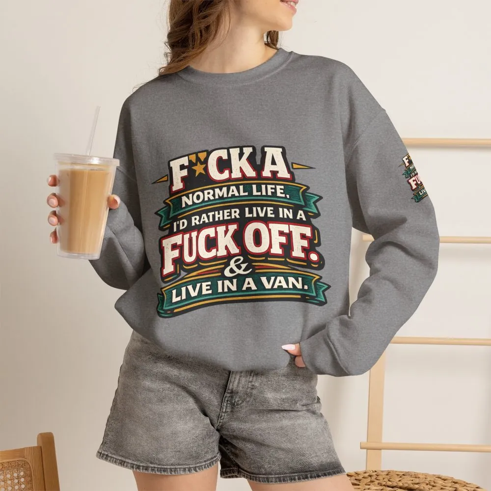 11815365274502709565_2048.jpeg Unisex Heavy Blend™ Crewneck Sweatshirt — "Fuck A Normal Life" Design F**K-Line