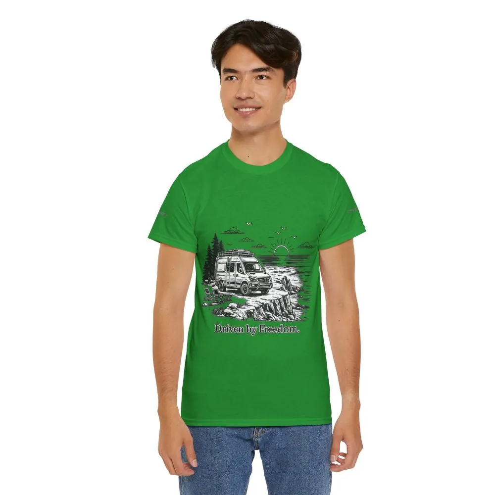 11821090417359913681_2048.jpeg Unisex Heavy Cotton Tee — ""Driven By Freedom" Design Minimal-Line