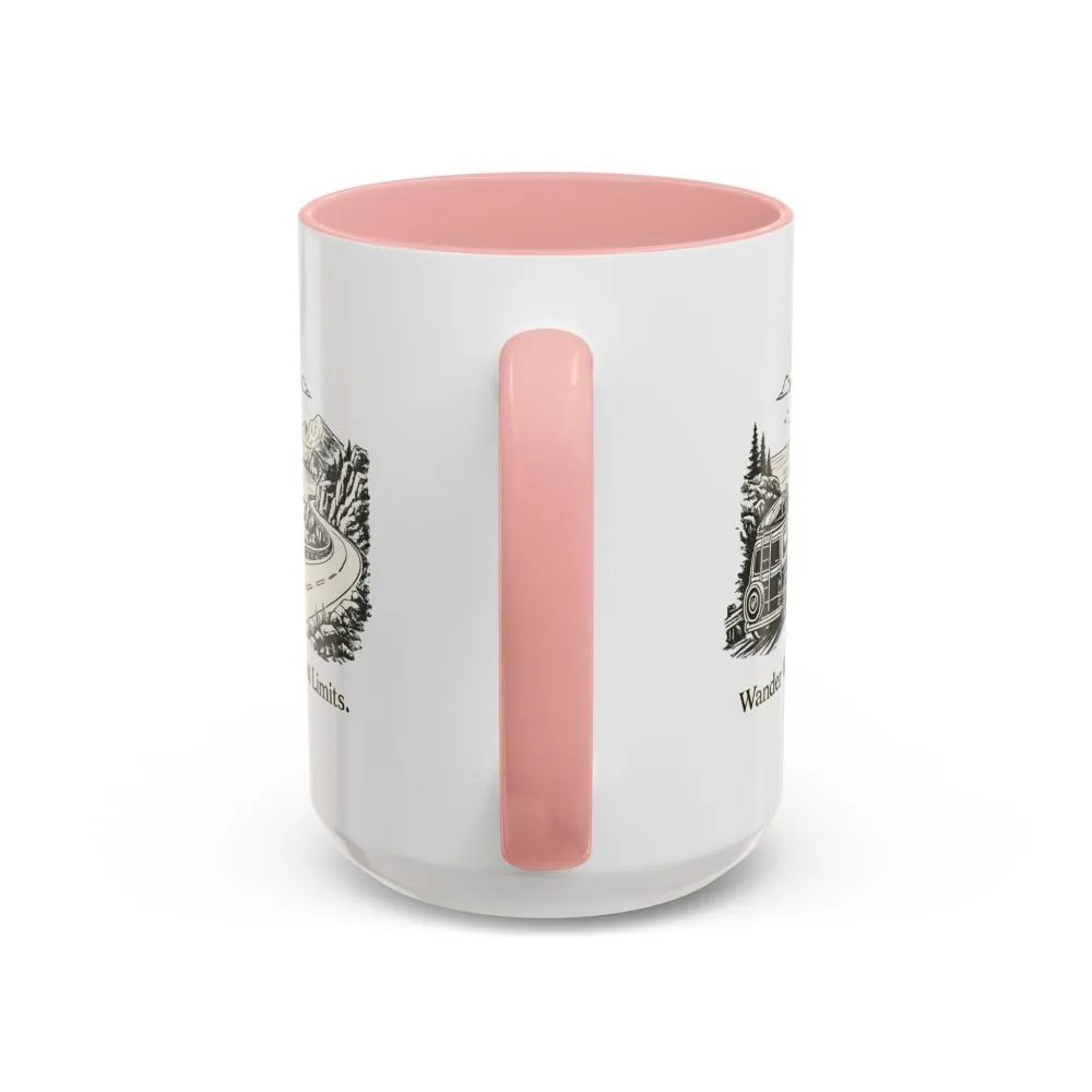 Accent Coffee Mug (11, 15oz) — "Wander Without Limits" Design Minimal-Line