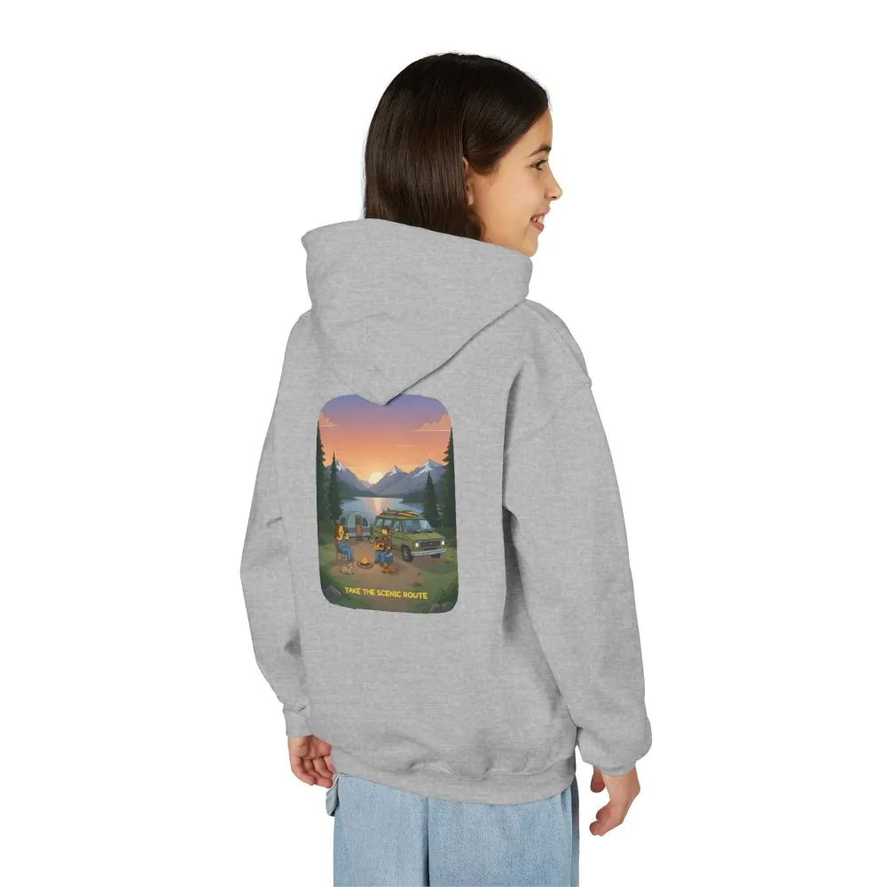 Youth Hoodie(Gildan) – "Take The Scenic Route" (Design Sitcom-Line)