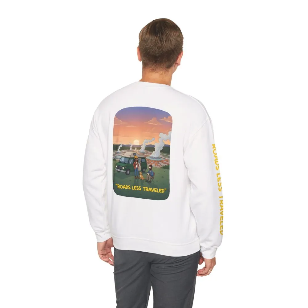 11869689868028185528_2048.jpeg Unisex Heavy Blend™ Crewneck Sweatshirt — "Roads Less Traveled" Design Sitcom-Line