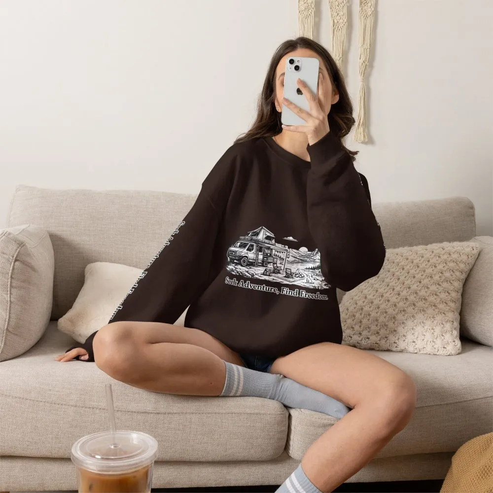 11876227855348035499_2048.jpeg Unisex Heavy Blend™ Crewneck Sweatshirt — "Seek Adventure, Find Freedom" Design Minimal-Line