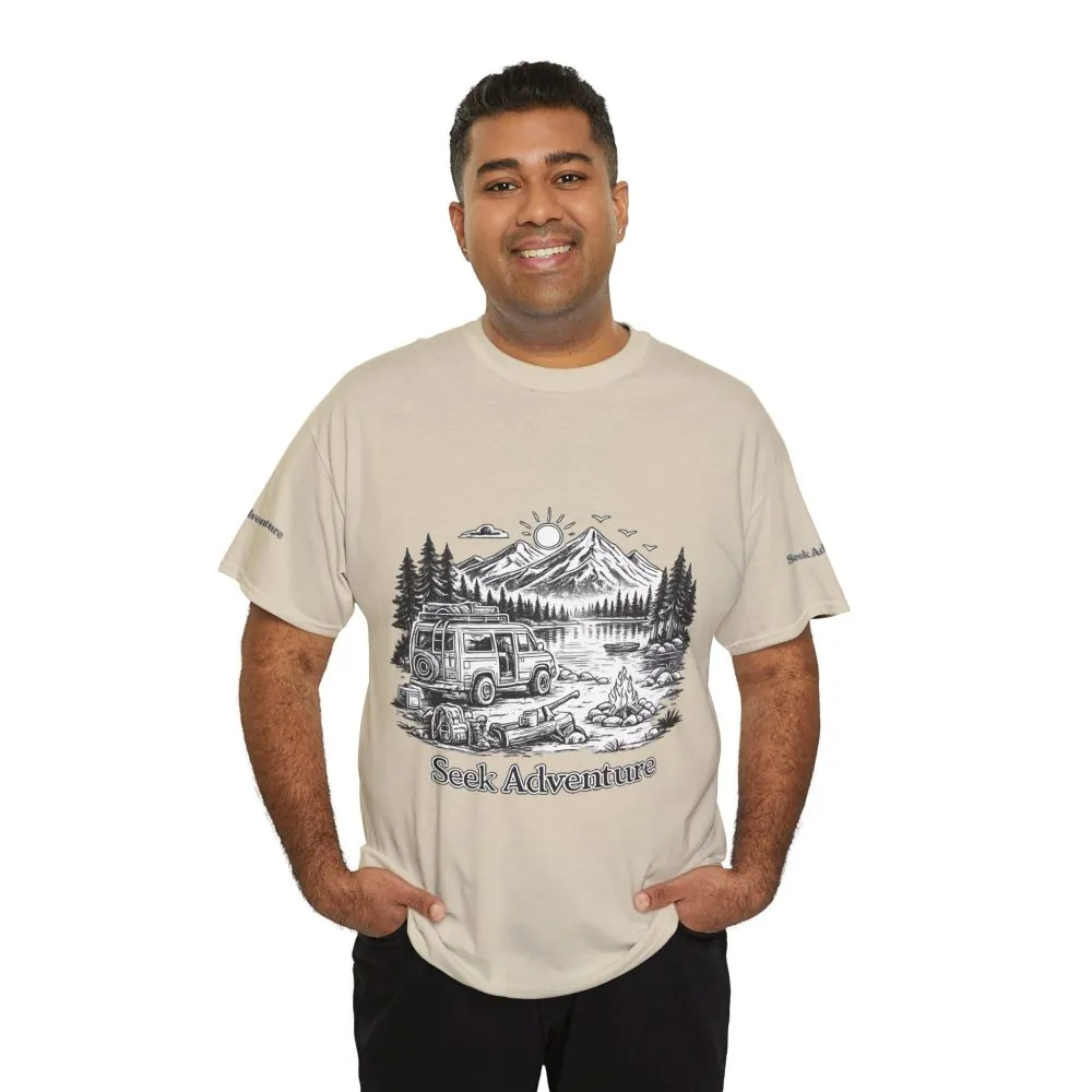 11877484799168879405_2048.jpeg Unisex Heavy Cotton Tee — "Seek Adventure" Design Minimal-Line