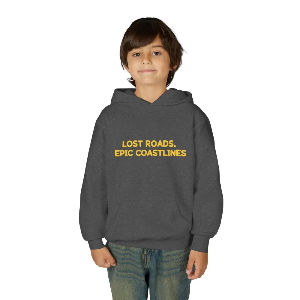 11879940667788090454_2048.jpeg Youth Hoodie(Gildan) – "Lost Roads Epic Coastlines" (Design Sitcom-Line)