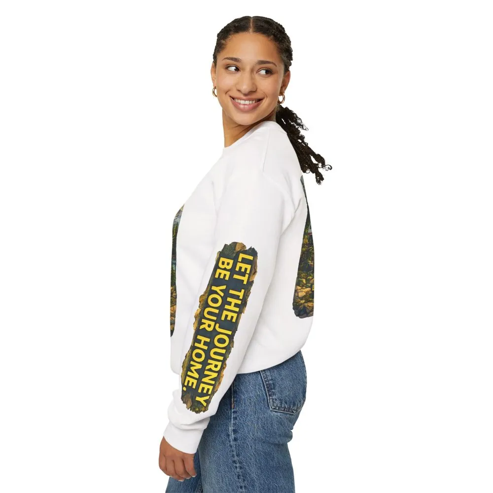 1189110011066421249_2048.jpeg Unisex Heavy Blend™ Crewneck Sweatshirt — "Let The Journey Be Your Home" Design Cubic-Line