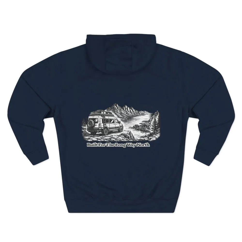 11895154714954625024_2048.jpeg Three-Panel Fleece Hoodie - "Built For The Long Way North" Design Minimal-Line