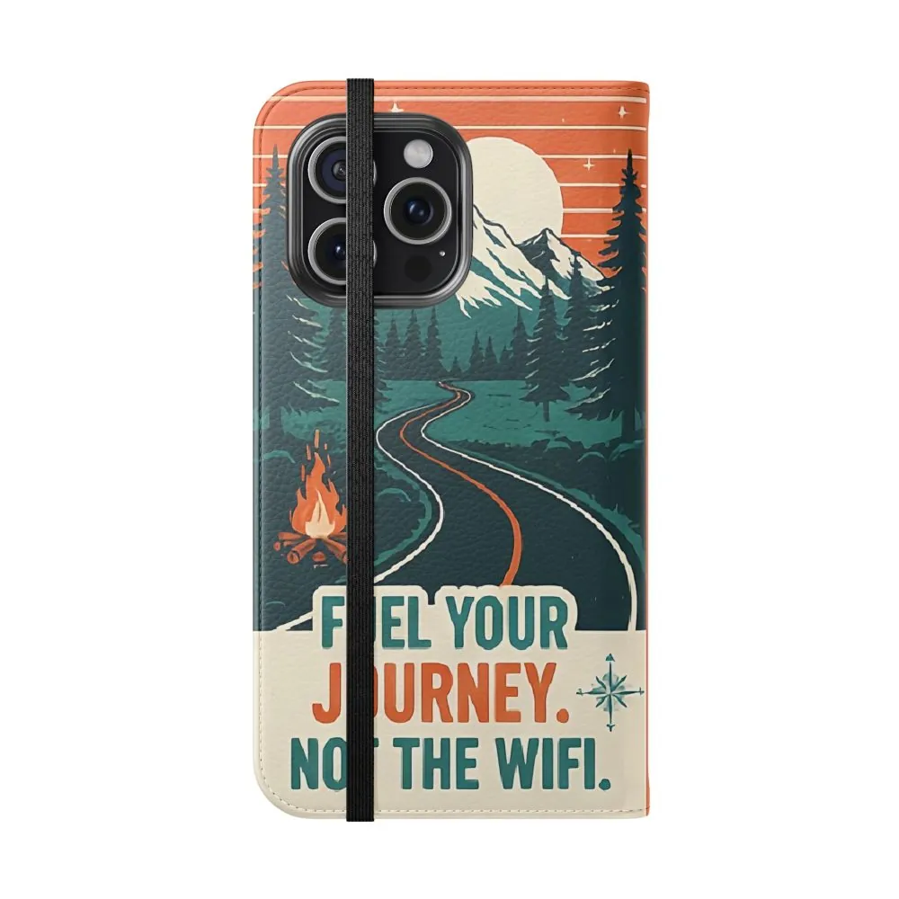 Flip Phone Case — "Adventure Awaits, Fuel Your Journey, Not the WiFi" Wallet Cover