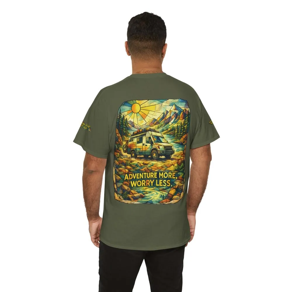 1191475458928906861_2048.jpeg Unisex Heavy Cotton Tee — "Adventure More Worry Less" Design Cubic-Line