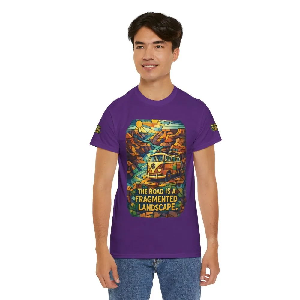 11928729568278869227_2048.jpeg Unisex Heavy Cotton Tee — "The Road Is A Fragmented Landscape" Design Cubic-Line