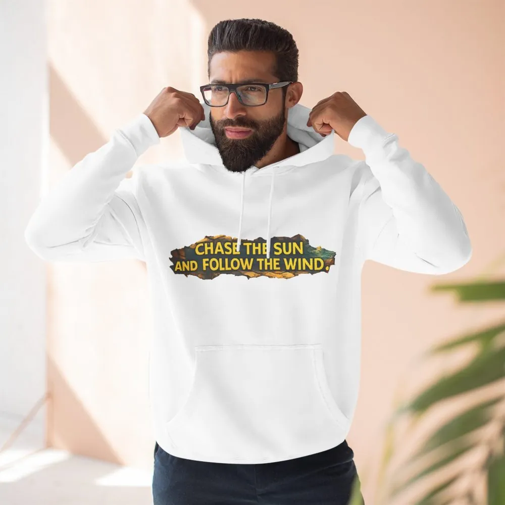11933457663610059546_2048.jpeg Three-Panel Fleece Hoodie - "Chase The Sun And Follow The Wind" Design Cubic-Line