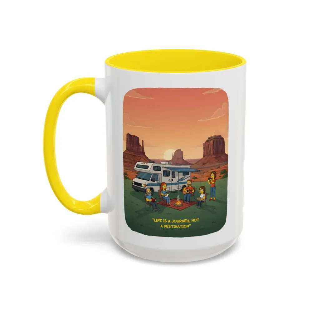 Accent Coffee Mug (11, 15oz) — "Life Is A Journey-Not A Destination" Design Sitcom-Line