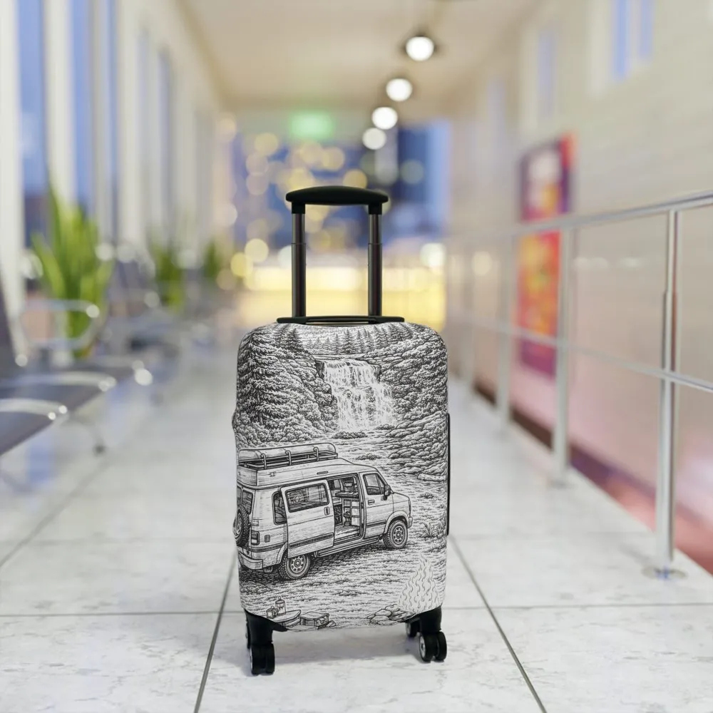 Luggage Cover — Adventure Camper Sketch Travel Suitcase