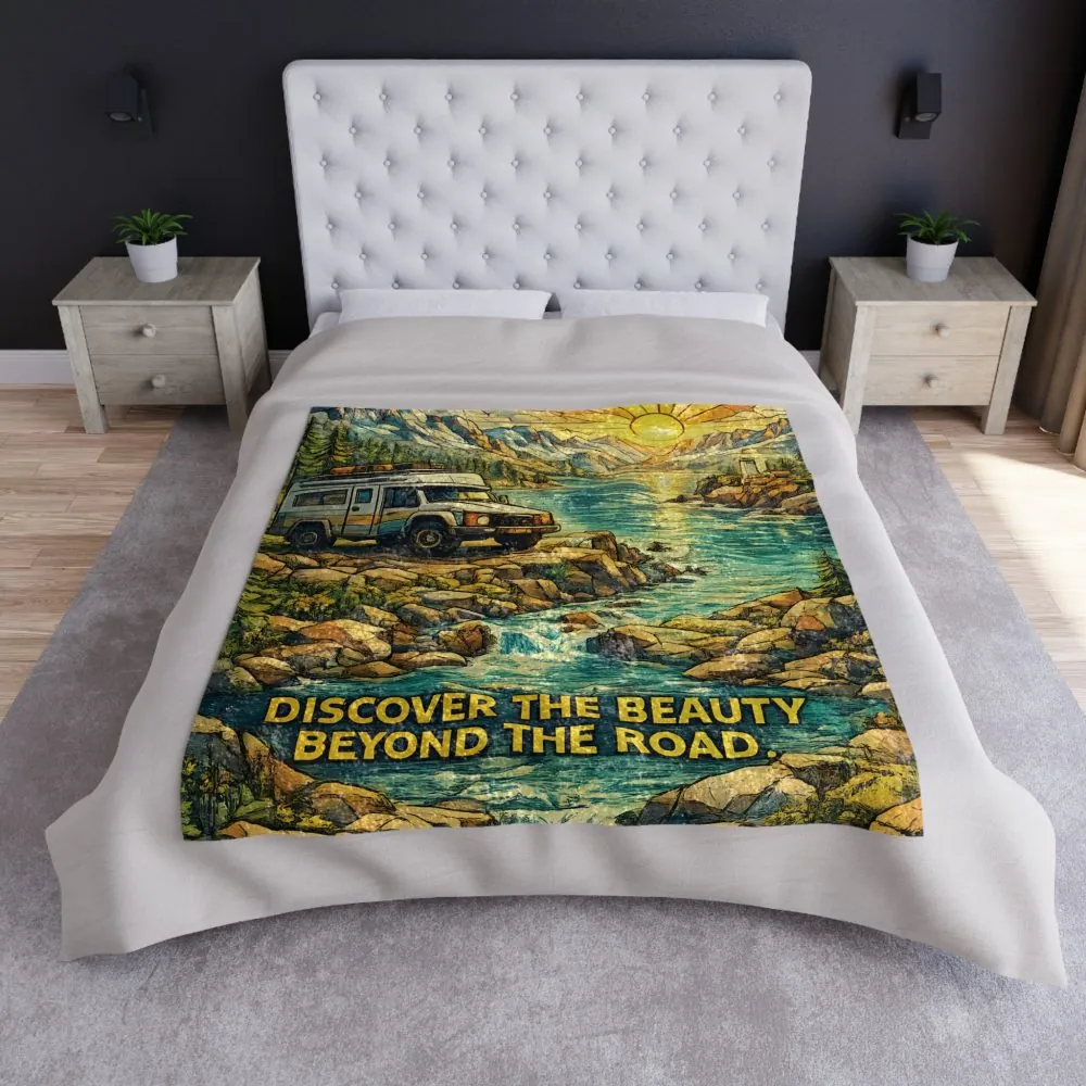 11936075792517452243_2048.jpeg Crushed Velvet Blanket —"Discover The Bieuty Beyond The Road" Design Cubic-Line (Campervan)