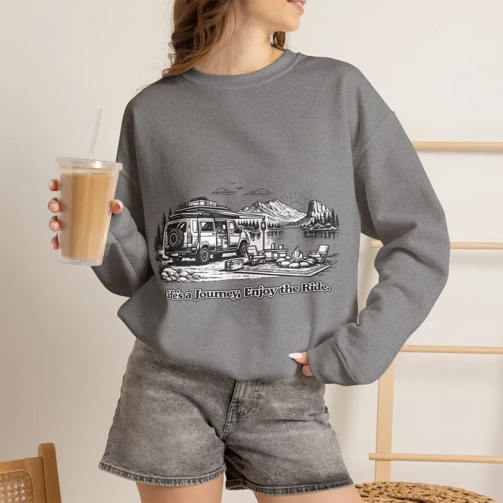 11936526054793447703_2048.jpeg Unisex Heavy Blend™ Crewneck Sweatshirt — "Lifes A Journey,Enjoy The Ride" Design Minimal-Line