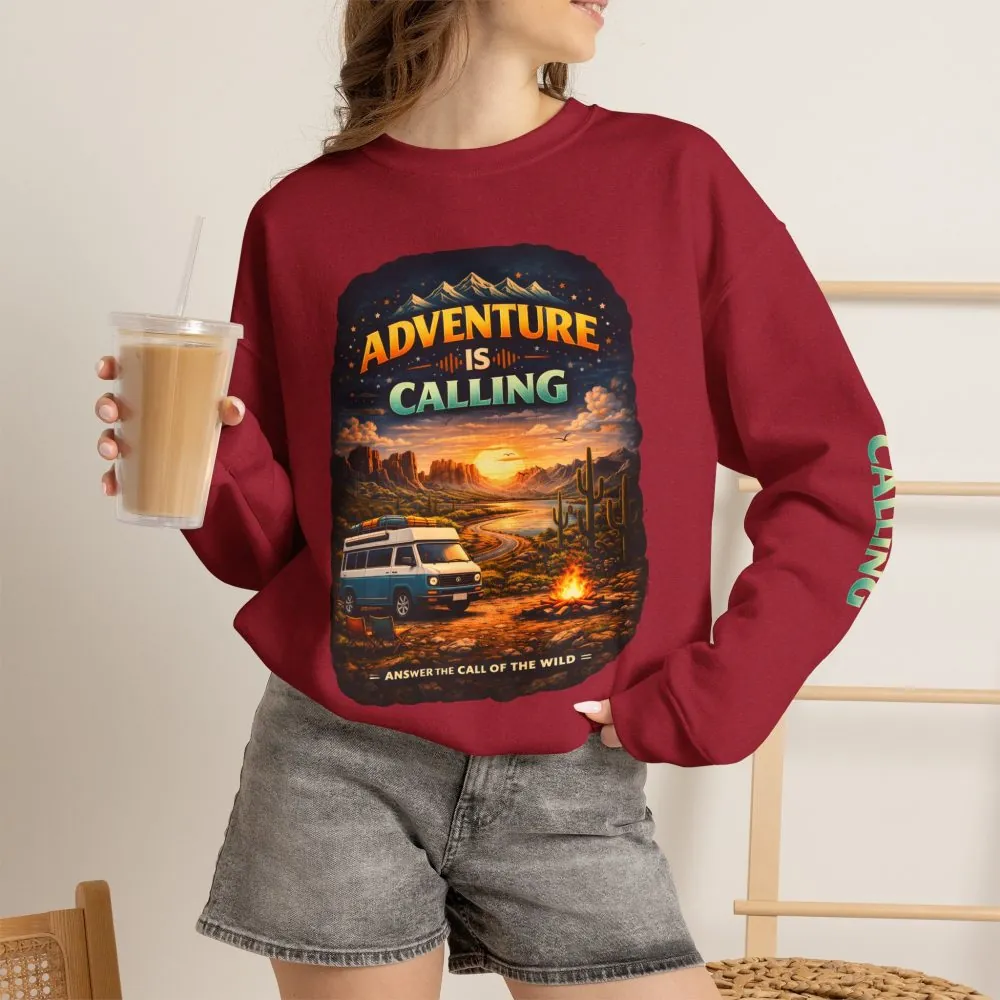 11939708749974788864_2048.jpeg Unisex Heavy Blend™ Crewneck Sweatshirt — "Adventure Is Calling" Design Scenic-Line