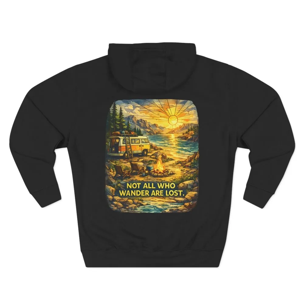 11948711931746228379_2048.jpeg Three-Panel Fleece Hoodie - "Not All Who Wander Are Lost" Design Cubic-Line