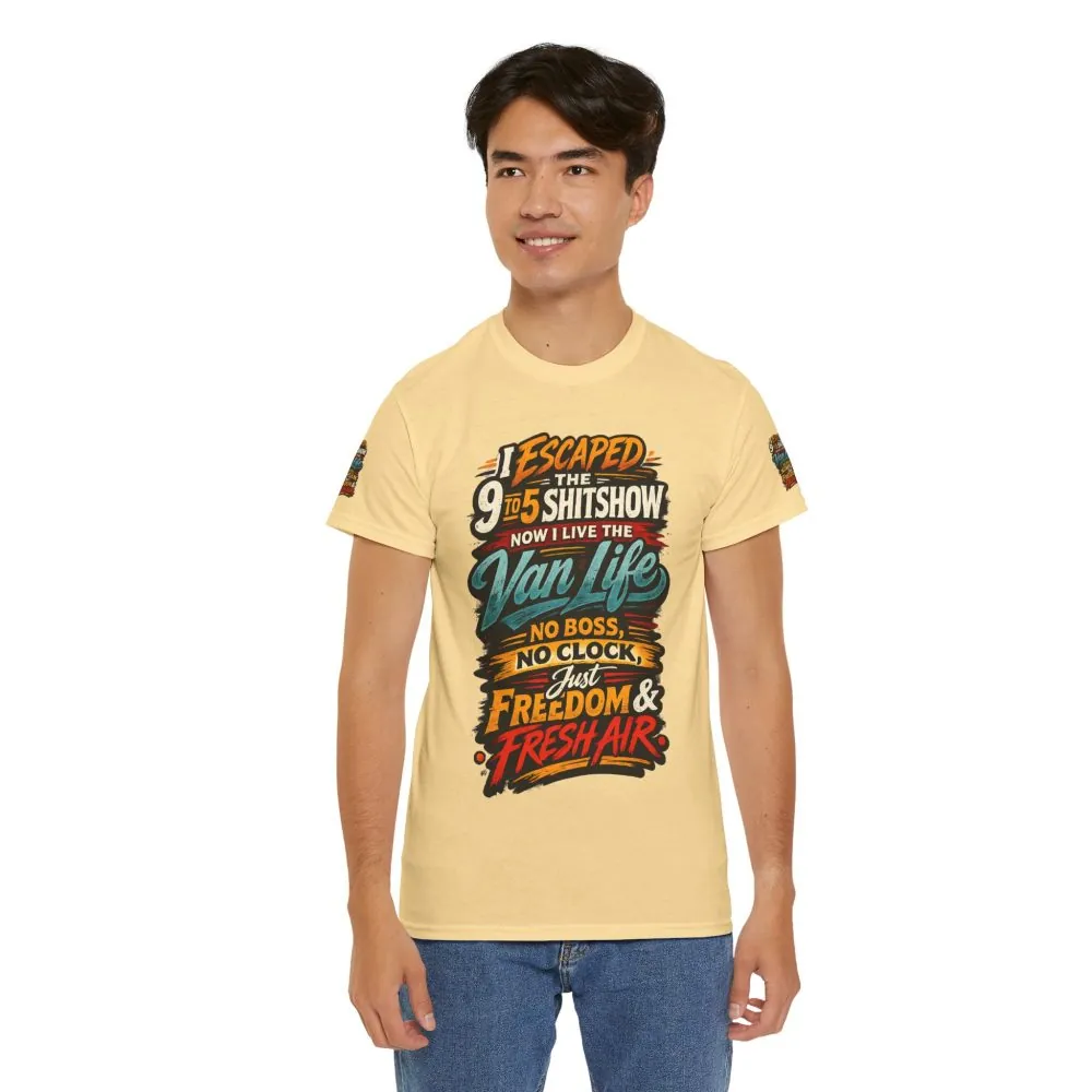 Unisex Heavy Cotton Tee — "I Escaped The 9 To 5" Design F**K-Line