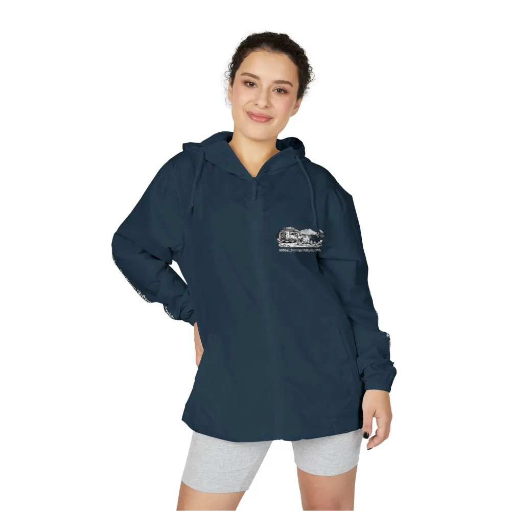 Unisex Full-Zip Windbreaker Jacket — "Lifes A Journey" (Design "Minimal-Line")