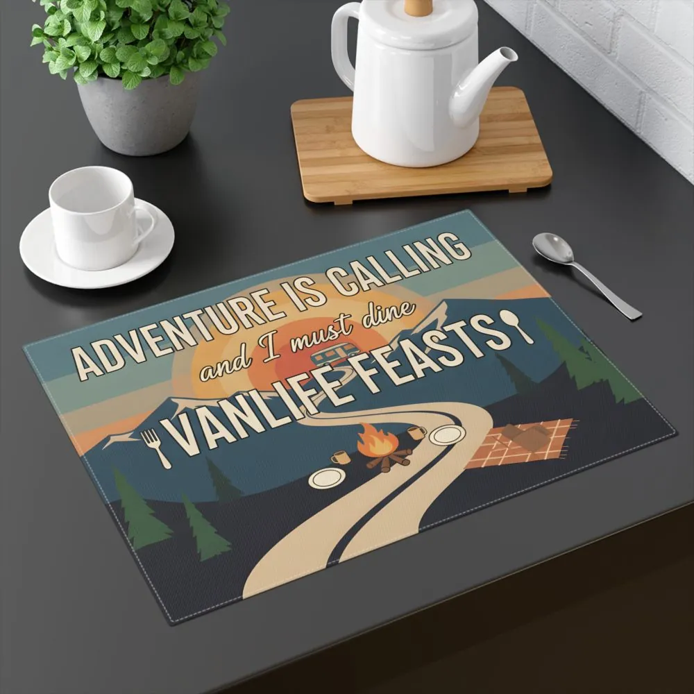 Vanlife Placemat — 'Adventure Is Calling and I Must Dine' Camper Roadtrip Table Mat
