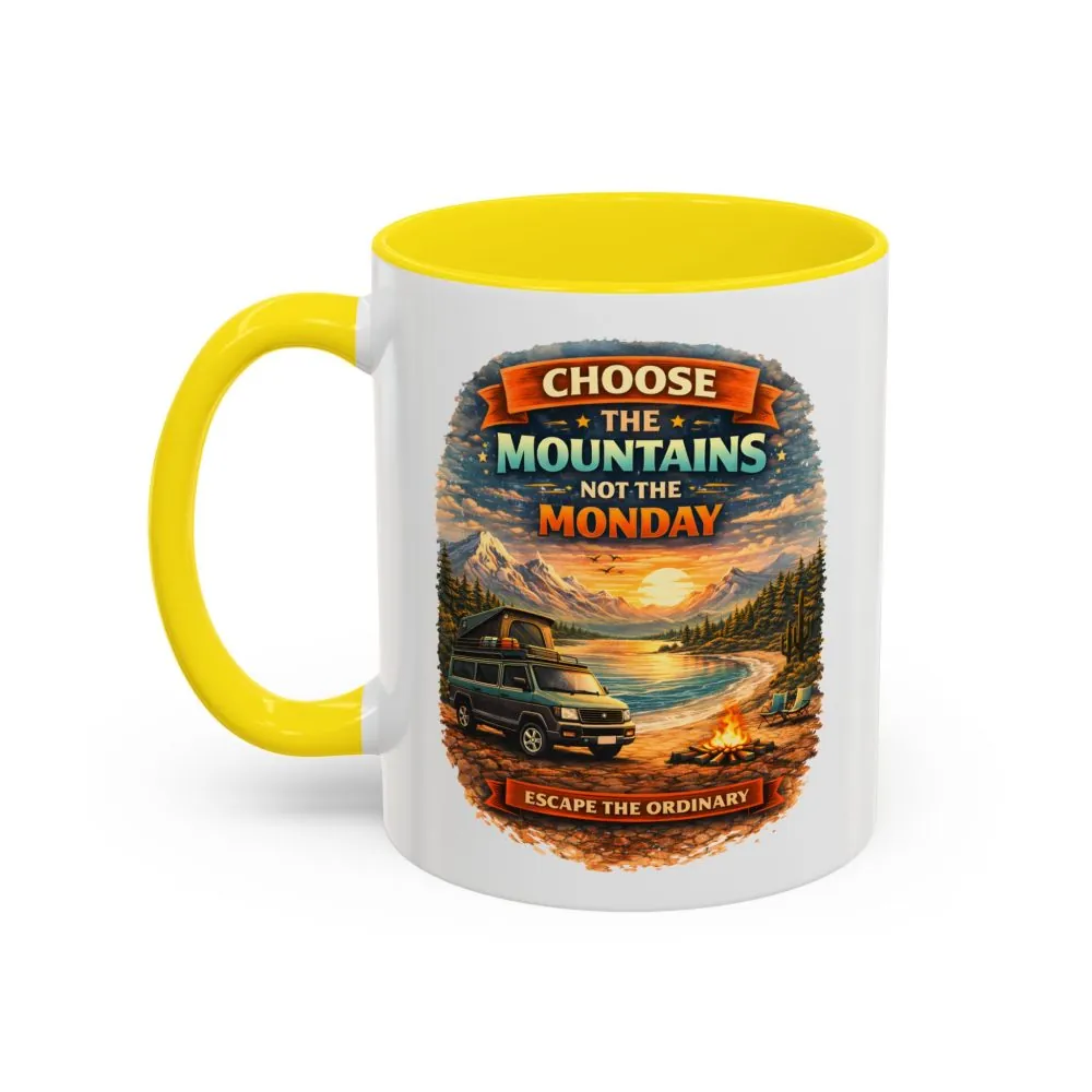 Accent Coffee Mug (11, 15oz) — "Choose The Mountens" Design Scenic-Line