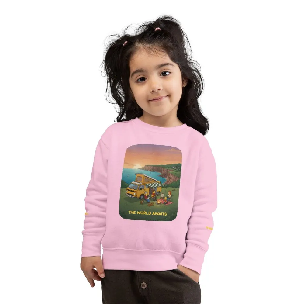 1199423344134830095_2048.jpeg Toddler Sweatshirt - "The World Awaits" (Design Sitcom-Line)