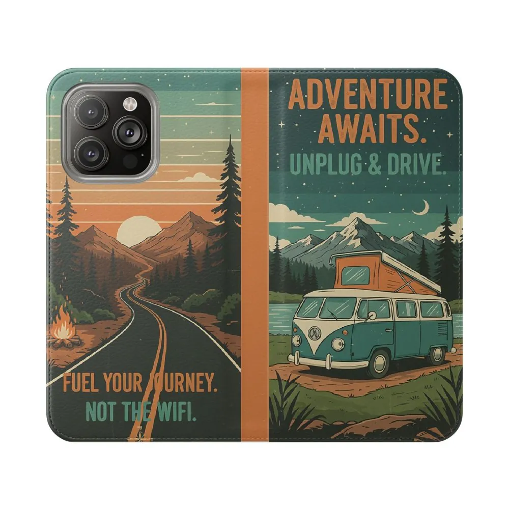 12009156952630812847_2048.jpeg Flip Phone Case — "Adventure Awaits Unplug & Drive" Wallet Case