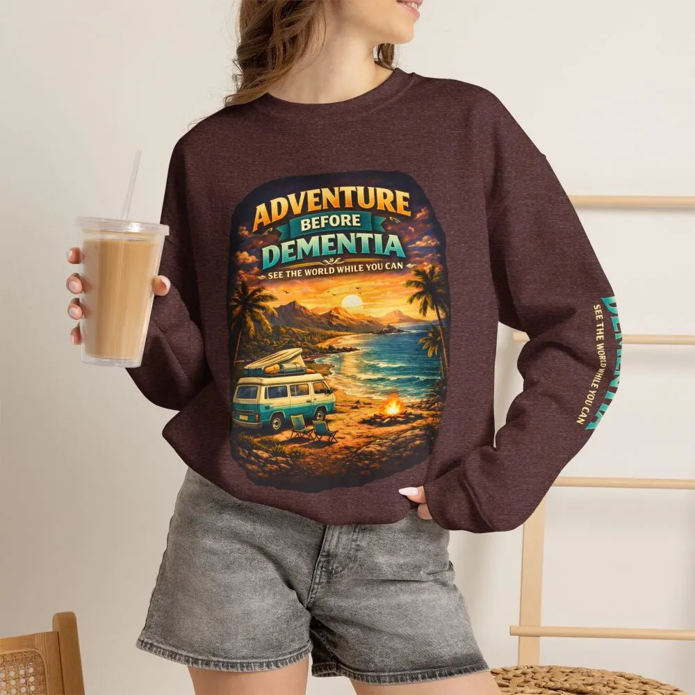 12011002458324723727_2048.jpeg Unisex Heavy Blend™ Crewneck Sweatshirt — "Adventure Before Dementia" Design Scenic-Line