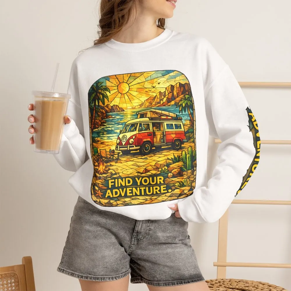 12015714309829613831_2048.jpeg Unisex Heavy Blend™ Crewneck Sweatshirt — "Find Your Adventure" Design Cubic-Line