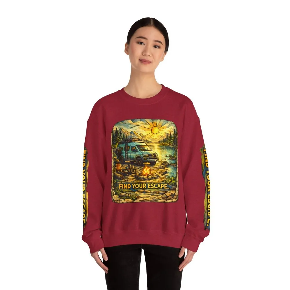 12019083044436087702_2048.jpeg Unisex Heavy Blend™ Crewneck Sweatshirt — "Find Your Escape" Design Cubic-Line