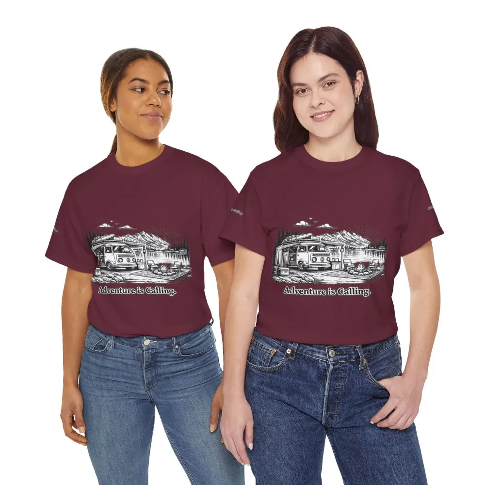 12021197633792440750_2048.jpeg Unisex Heavy Cotton Tee — "Adventure Is Calling" Design Minimal-Line
