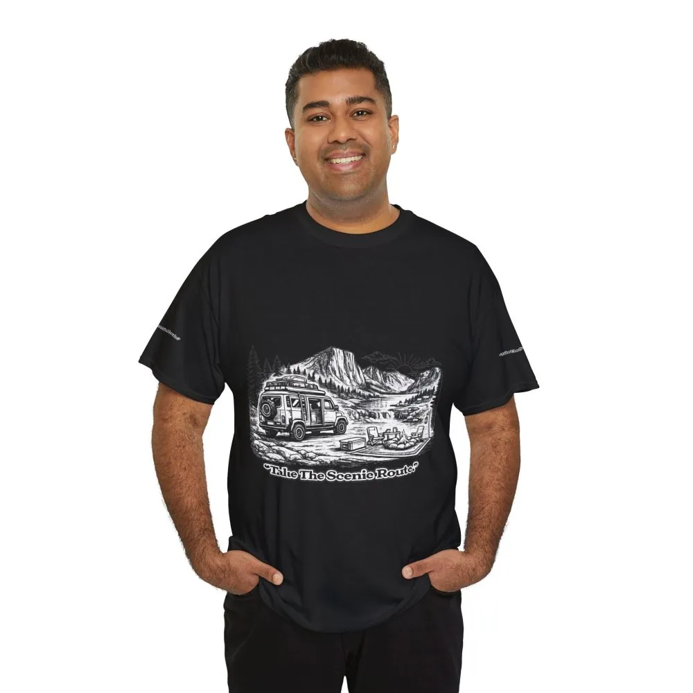 12029570377515209223_2048.jpeg Unisex Heavy Cotton Tee — "Take The Scenic Route" Design Minimal-Line