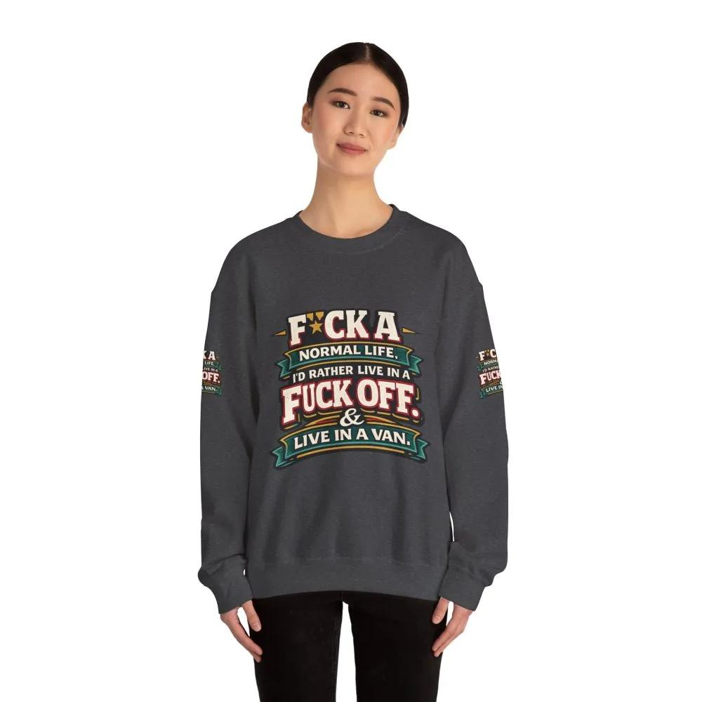 12048190005204001567_2048.jpeg Unisex Heavy Blend™ Crewneck Sweatshirt — "Fuck A Normal Life" Design F**K-Line