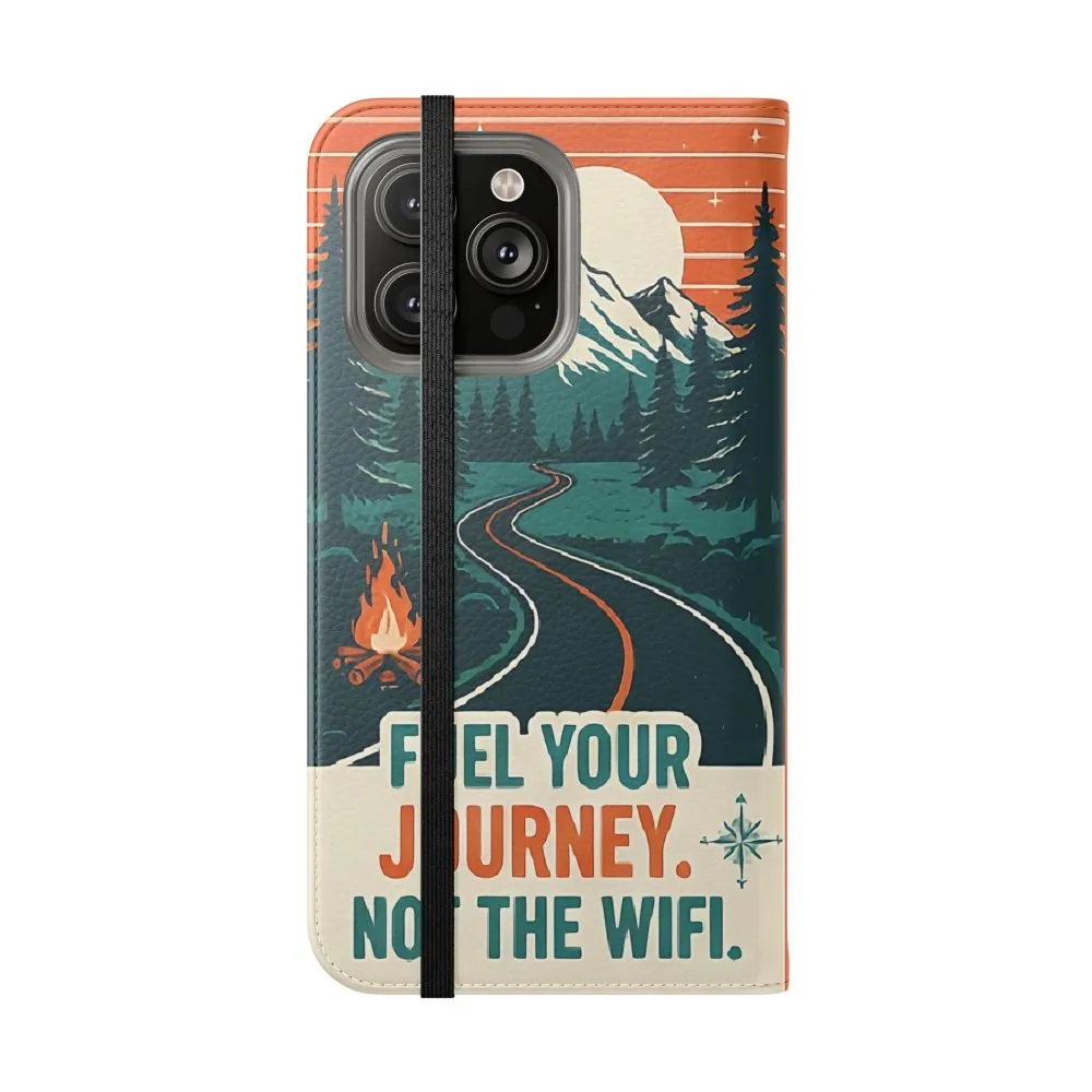 Flip Phone Case — "Adventure Awaits, Fuel Your Journey, Not the WiFi" Wallet Cover