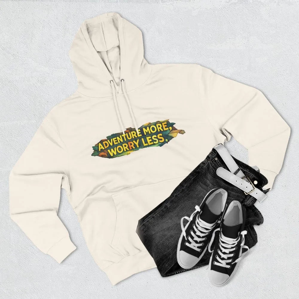 12063338164822935372_2048.jpeg Three-Panel Fleece Hoodie - "Adventure More Worry Less" Design Cubic-Line