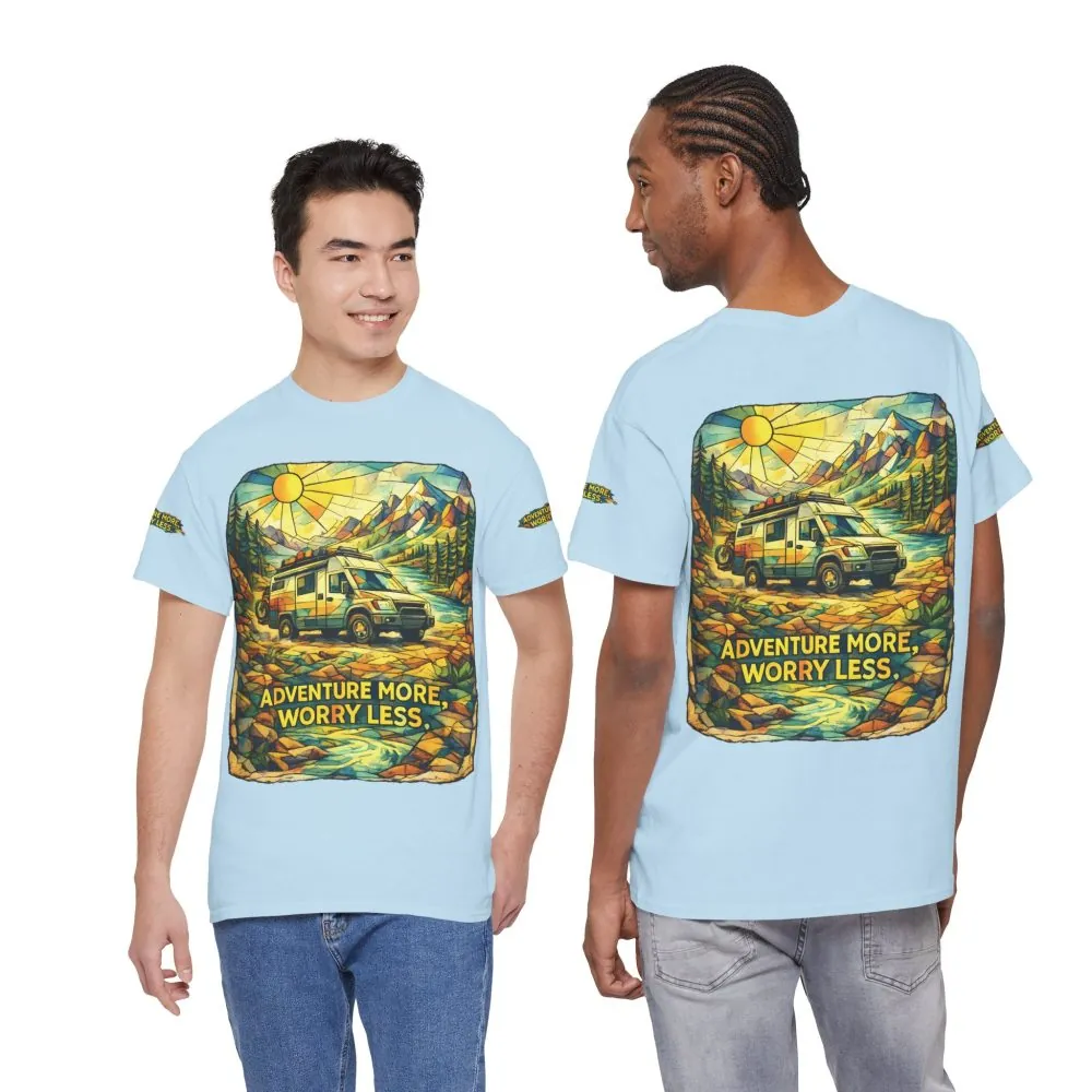 12063530102148754149_2048.jpeg Unisex Heavy Cotton Tee — "Adventure More Worry Less" Design Cubic-Line