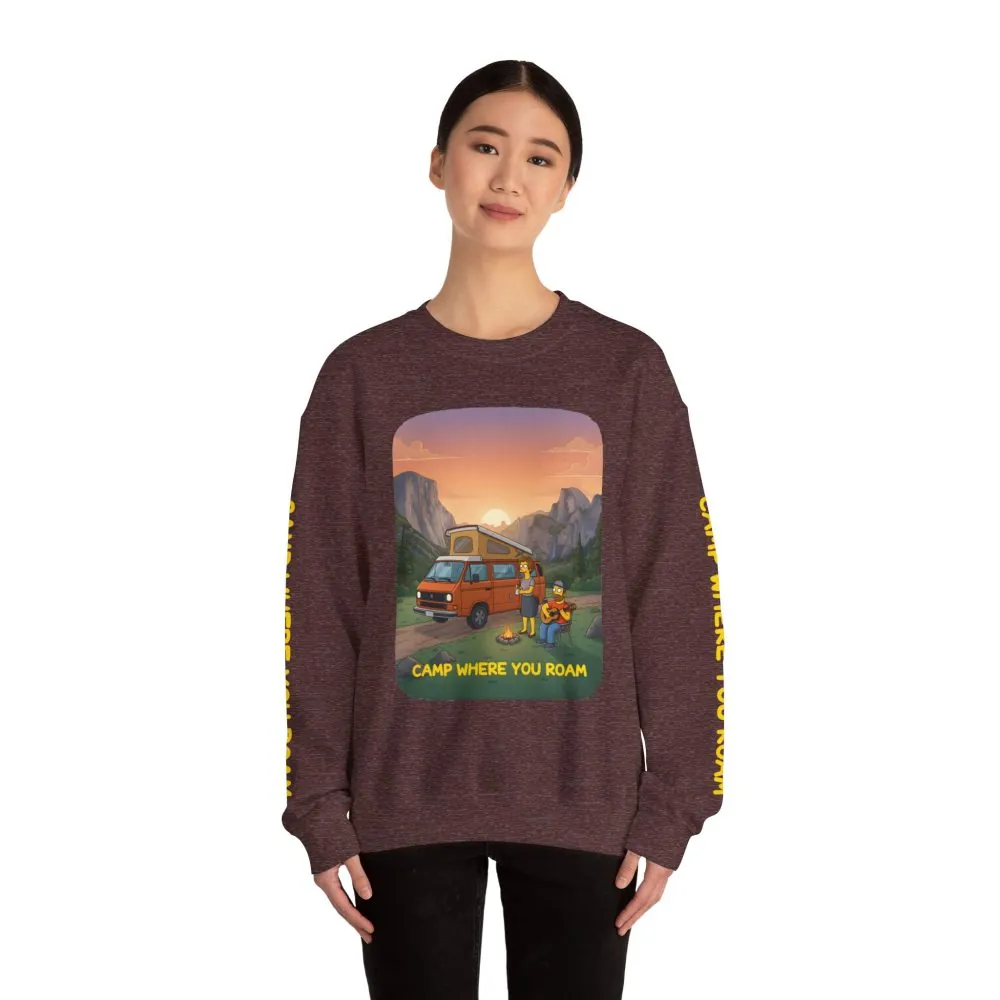 1206521101953787585_2048.jpeg Unisex Heavy Blend™ Crewneck Sweatshirt — "Camp Where You Roam" Design Sitcom-Line