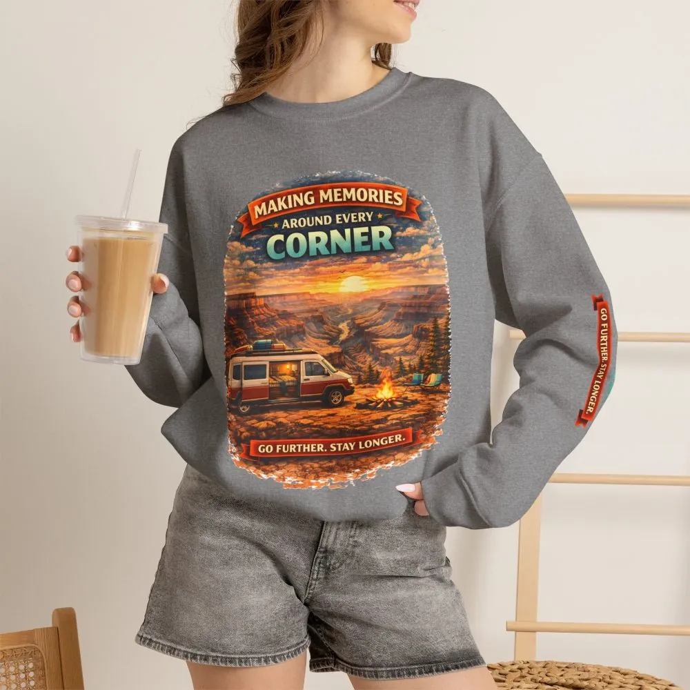 12065500371953459003_2048.jpeg Unisex Heavy Blend™ Crewneck Sweatshirt — "Making Memories Around Every Corner" Design Scenic-Line