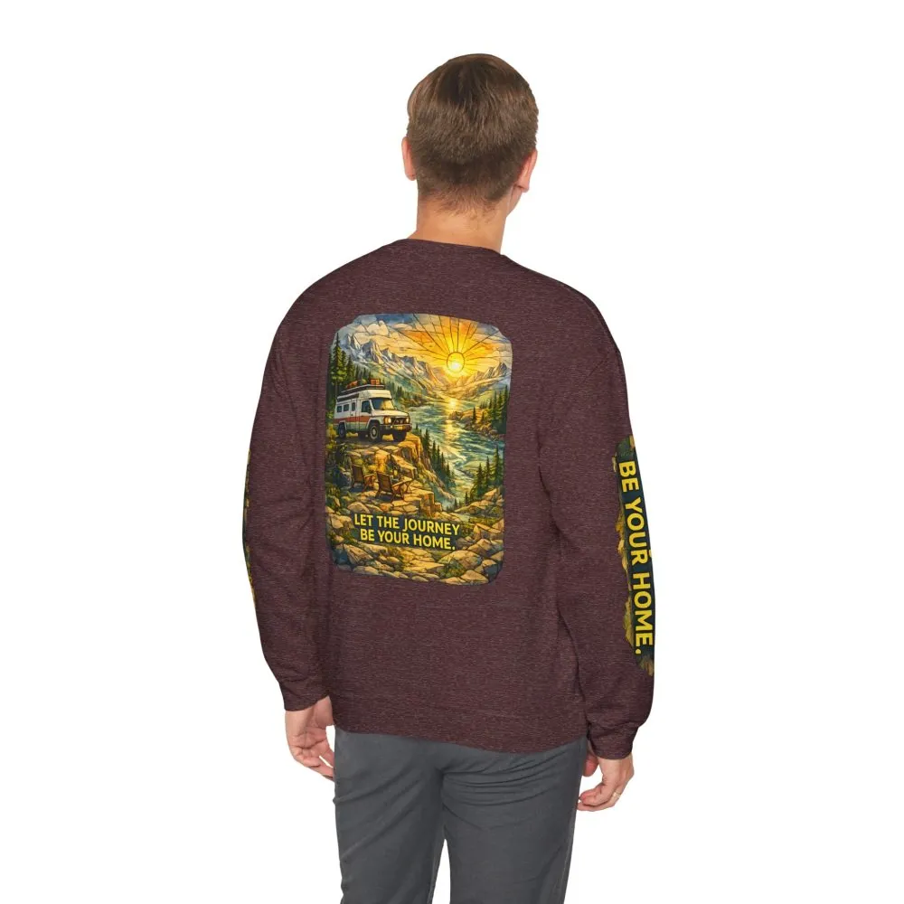 12068900887747118978_2048.jpeg Unisex Heavy Blend™ Crewneck Sweatshirt — "Let The Journey Be Your Home" Design Cubic-Line