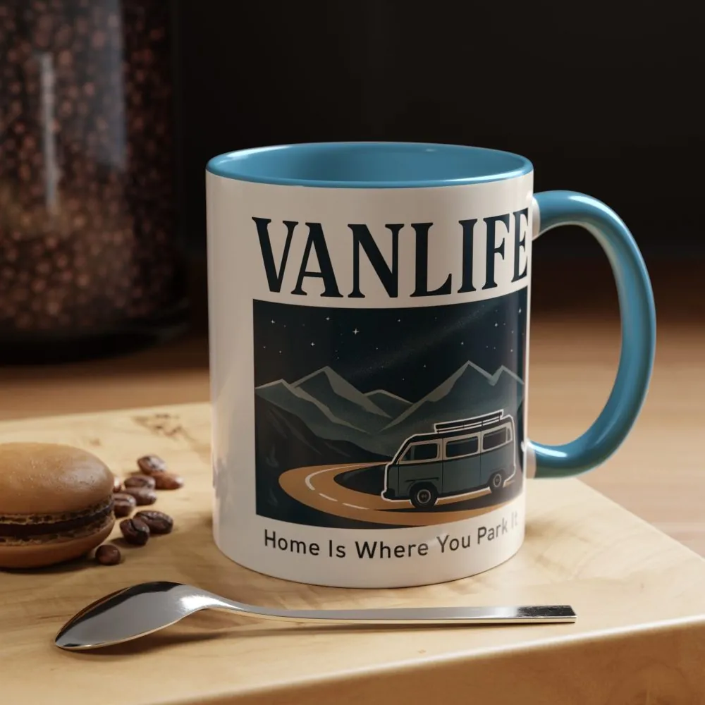 12077916365052421973_2048.jpeg Coffee Mug — "Vanlife - Home Is Where You Park It" Accent Campervan Travel Mug
